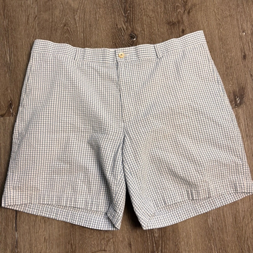 Southern Tide The‎ Skipjack Mens 42 Blue White Gingham Seersucker Chino Shorts
